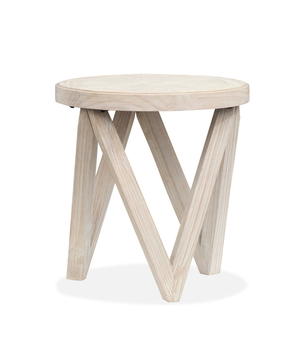 Albion 22” Contemporary Round End Table - Coconut Cream