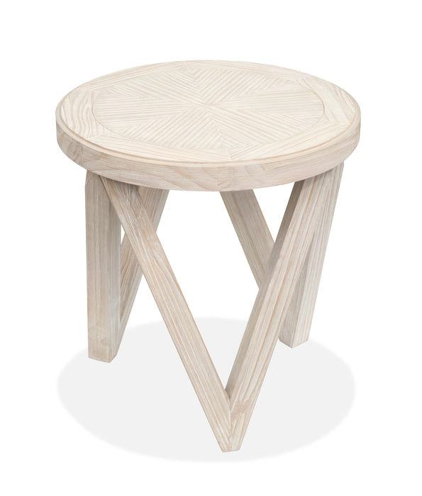 Albion 22” Contemporary Round End Table - Coconut Cream