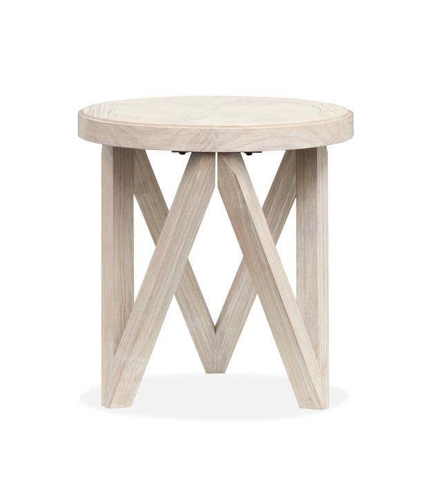 Albion 22” Contemporary Round End Table - Coconut Cream