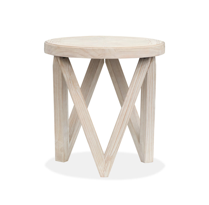 Albion 22” Contemporary Round End Table - Coconut Cream