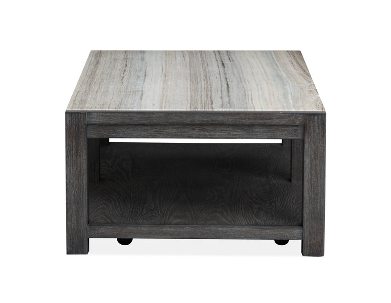 Alders 52\" Marble Top Coffee Table with Storage - Ravenwood Black