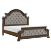 Ambrose Panel Bed with Headboard & Frame, Wooden, Fabric, Brown - King Size