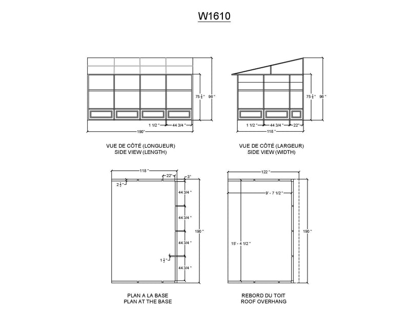 Gazebo Penguin Florence - Wall Mounted Solarium 10x16 Polycarbonate Roof