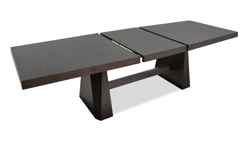 Arden 6pc Extension Dining Set with Table, Bench & 4 Chairs, Trestle Base, 84-108\"W - Espresso Brown