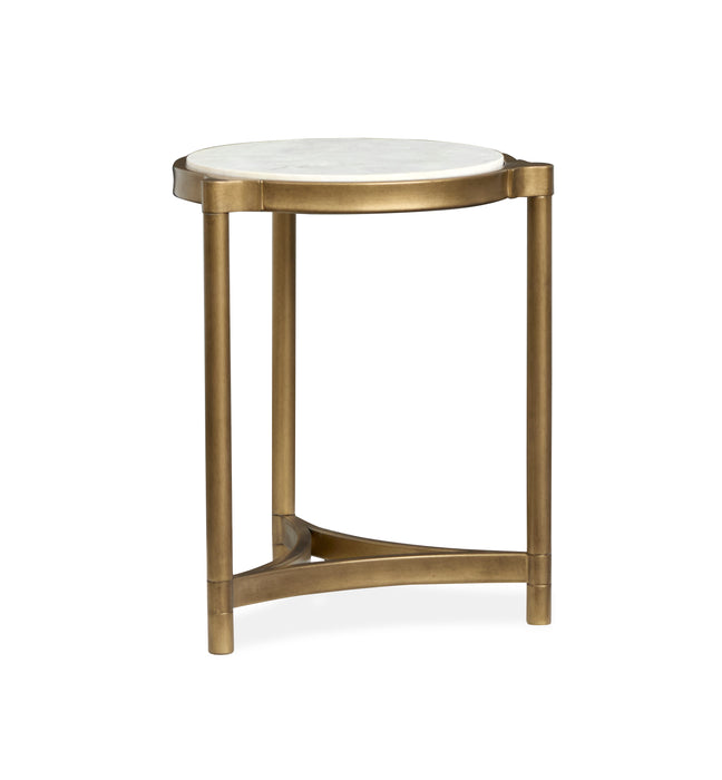 Arlington 19.88\" Glam Accent Table with Glass Top and Stone - Aged Brass