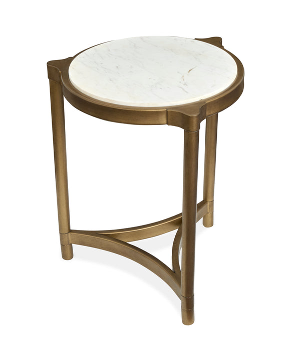 Arlington 19.88\" Glam Accent Table with Glass Top and Stone - Aged Brass