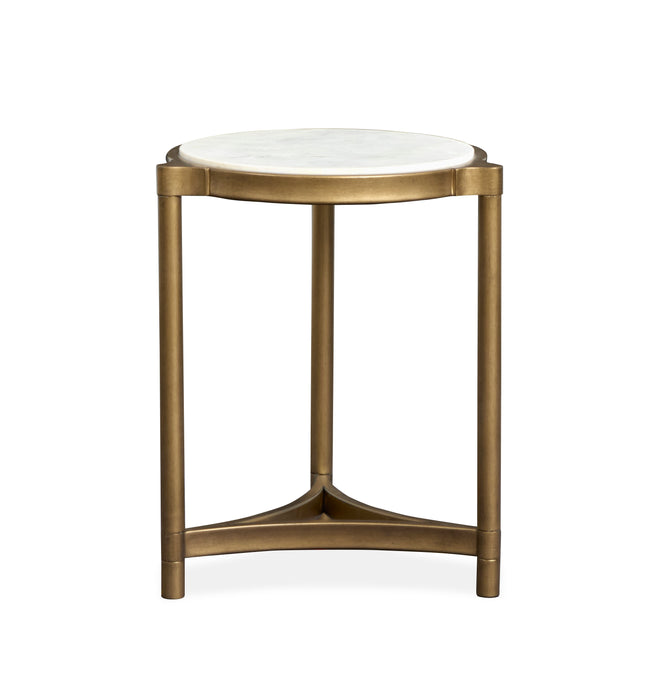 Arlington 19.88\" Glam Accent Table with Glass Top and Stone - Aged Brass