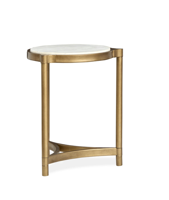 Arlington 19.88\" Glam Accent Table with Glass Top and Stone - Aged Brass