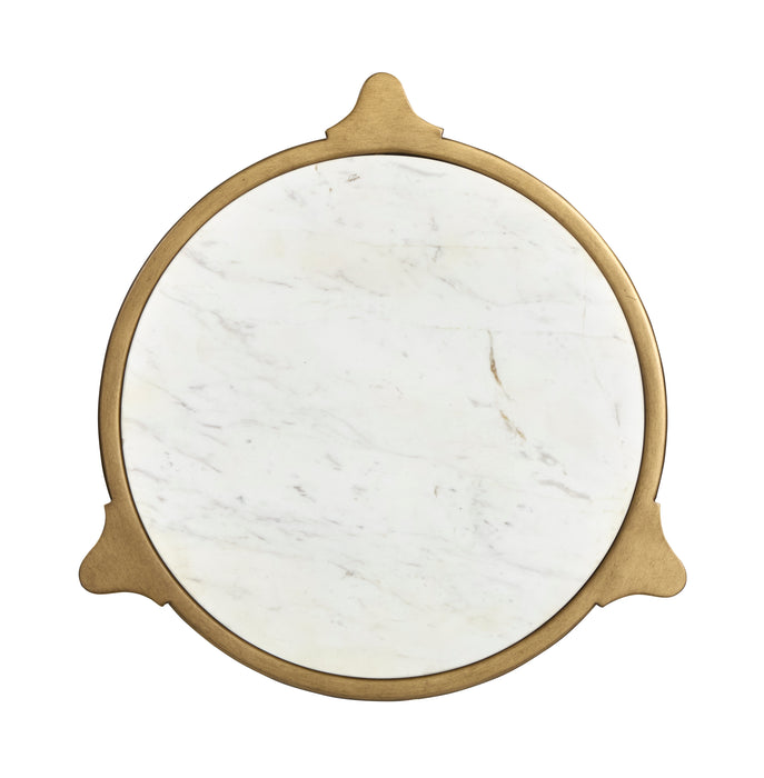 Arlington 19.88\" Glam Accent Table with Glass Top and Stone - Aged Brass