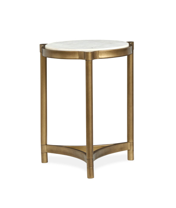Arlington 19.88\" Glam Accent Table with Glass Top and Stone - Aged Brass