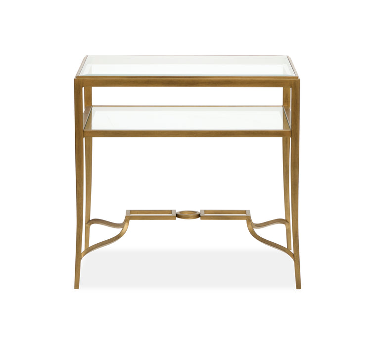 Avondale 22\" Glam Glass End Table with Shelf - Burnished Brass