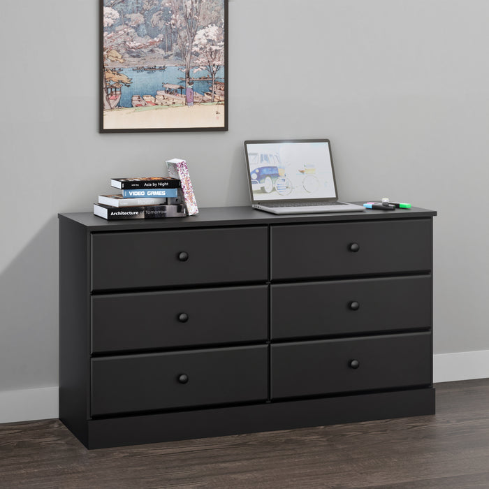 Astrid 6-Drawer Dresser - Black