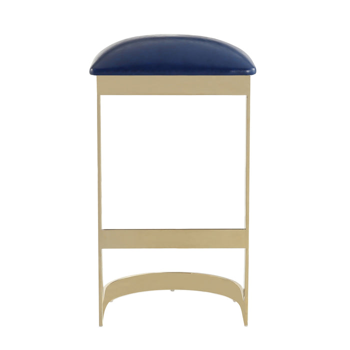 Manhattan Comfort Aura 28.54\" Polished Brass Stainless Steel Barstool - Blue