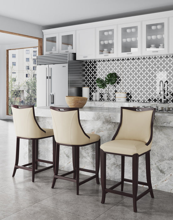Manhattan Comfort Emperor 41\" Beech Wood Barstool - Cream & Walnut