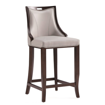 Manhattan Comfort Emperor Faux Leather Barstool - Light Grey|Tabouret bar Emperor de Manhattan Comfort en similicuir - gris clair
