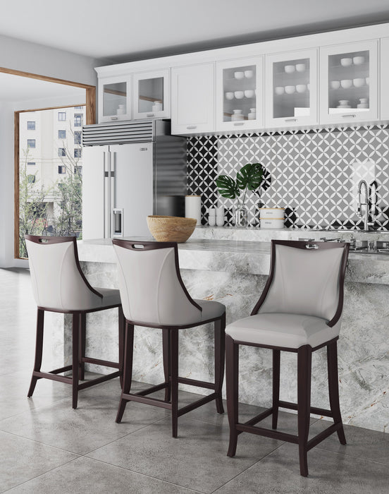 Manhattan Comfort Emperor Faux Leather Barstool - Light Grey