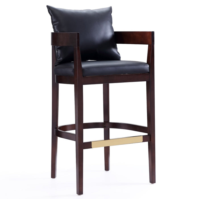 Manhattan Comfort Ritz 38\" Beech Wood Barstool - Black & Dark Walnut