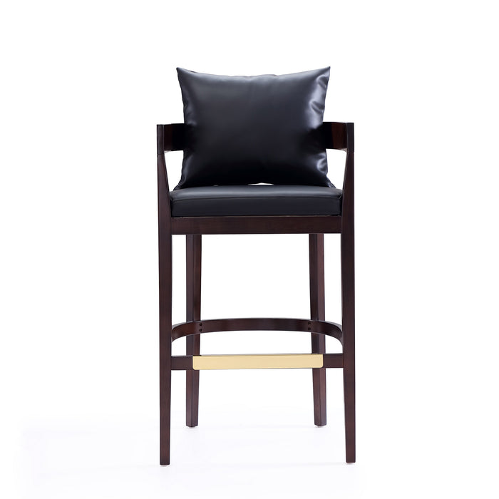 Manhattan Comfort Ritz 38\" Beech Wood Barstool - Black & Dark Walnut