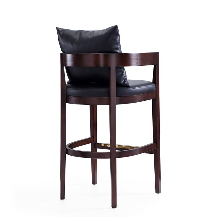 Manhattan Comfort Ritz 38\" Beech Wood Barstool - Black & Dark Walnut
