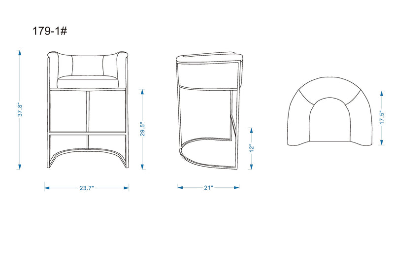 Manhattan Comfort Cosmopolitan 37.8\" Metal Barstool - Camel & Black