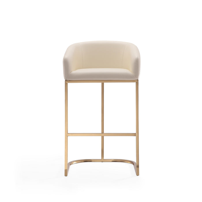 Manhattan Comfort Louvre 40\" Stainless Steel Barstool - Cream & Titanium Gold