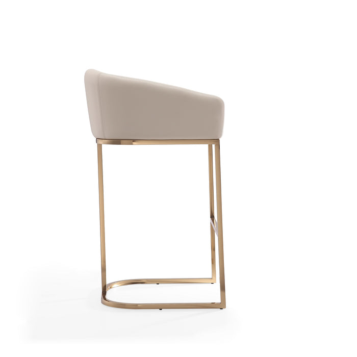 Manhattan Comfort Louvre 40\" Stainless Steel Barstool - Cream & Titanium Gold