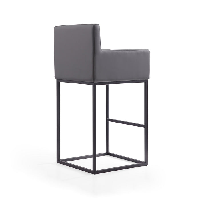 Manhattan Comfort Ambassador 42\" Metal Barstool - Grey & Black