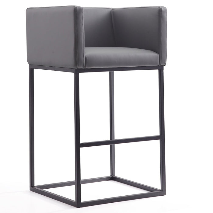 Manhattan Comfort Embassy 38\" Metal Barstool - Grey & Black