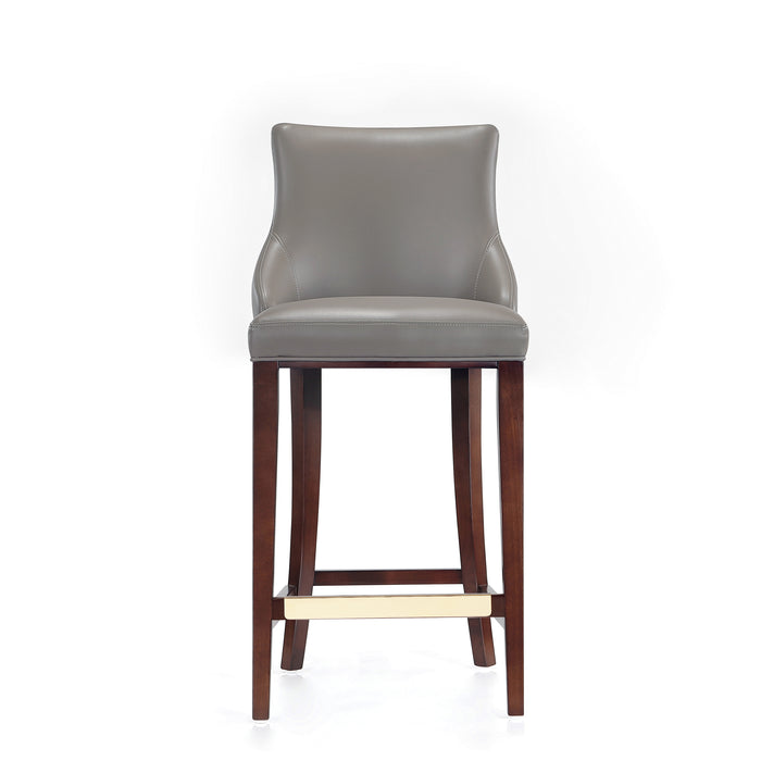 Manhattan Comfort Modern Shubert Barstool Upholstered Leatherette with Beech Wood Legs - Dark Taupe
