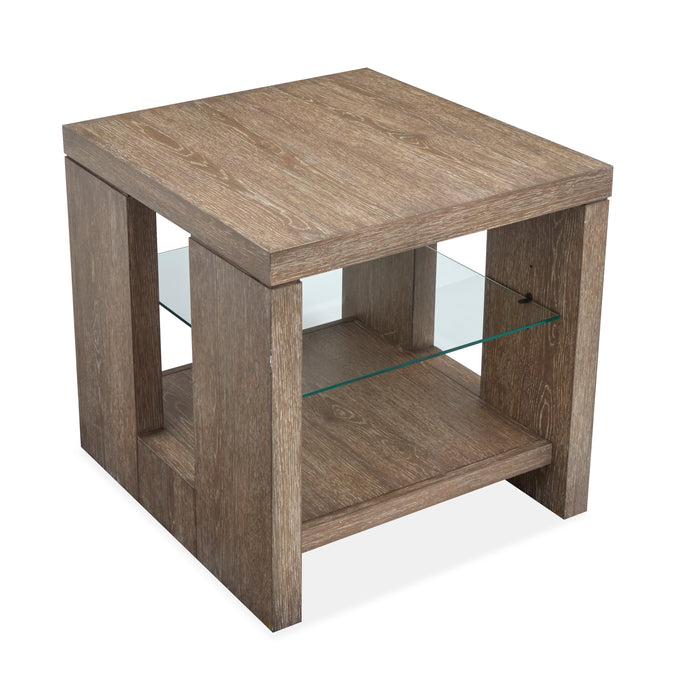 Bukley 24\" Eclectic Rectangular Wood End Table with Two Shelves - Spiced Brown