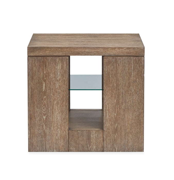 Bukley 24\" Eclectic Rectangular Wood End Table with Two Shelves - Spiced Brown