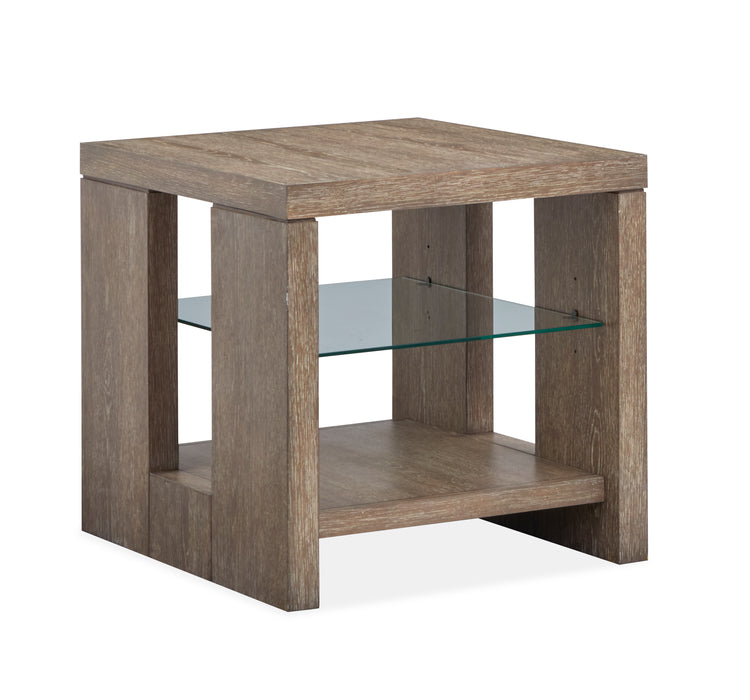Bukley 24\" Eclectic Rectangular Wood End Table with Two Shelves - Spiced Brown
