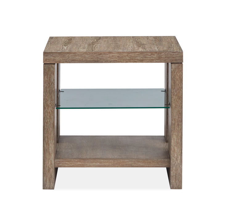Bukley 24\" Eclectic Rectangular Wood End Table with Two Shelves - Spiced Brown