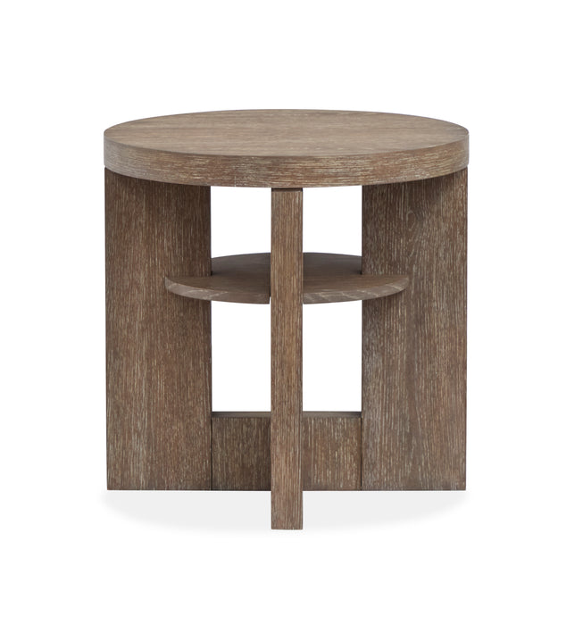 Bukley 24\" Eclectic Round Wood End Table with Shelf - Spiced Brown