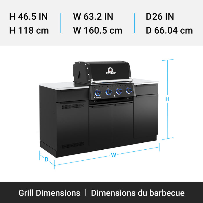 Broil King Baron 420i Shadow 4-Burner Built-In 40,000-BTU Propane Gas BBQ - 875814 Grill