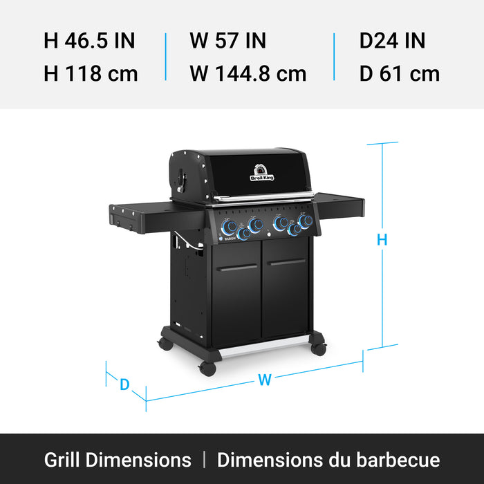 Broil King Baron 490 Pro Shadow 4-Burner 40,000-BTU Propane Gas BBQ - 674144 Grill
