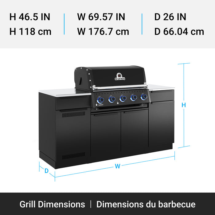 Broil King Baron 520i Shadow 4-Burner Built-In 45,000-BTU Natural Gas BBQ - 876817 Grill