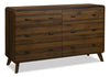 Cami Bedroom 6-Drawer Dresser, Mid-Century Modern, 58.5"W x 17.5"H – Brown