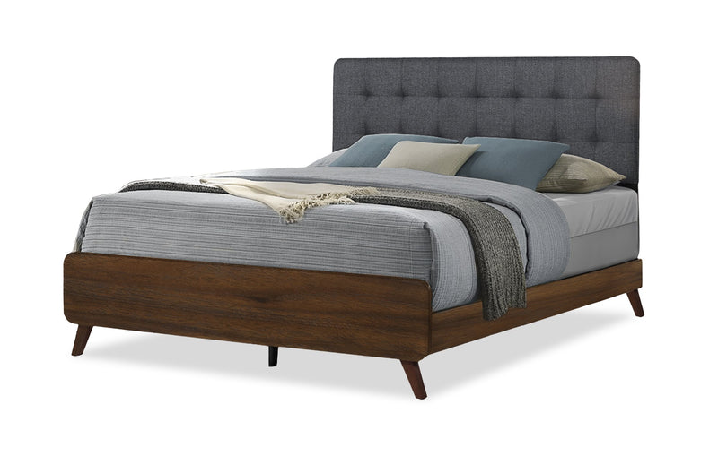 Cami 5pc Bedroom Set with Bed, Dresser & Mirror, Mid-Century Modern, Brown - Queen