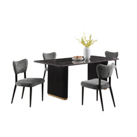 Kort & Co. Capri 5pc Dining Set with Table & 4 Chairs, Gold Accent, Pedestal Base, 72