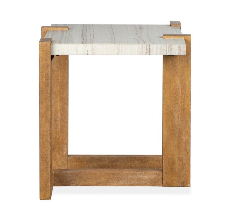 Carlisle 24.5\" Modern End Table with Storage and Faux Granite Top  - Honey Wheat