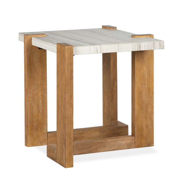 Carlisle 24.5\" Modern End Table with Storage and Faux Granite Top  - Honey Wheat