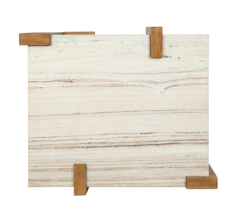 Carlisle 24.5\" Modern End Table with Storage and Faux Granite Top  - Honey Wheat