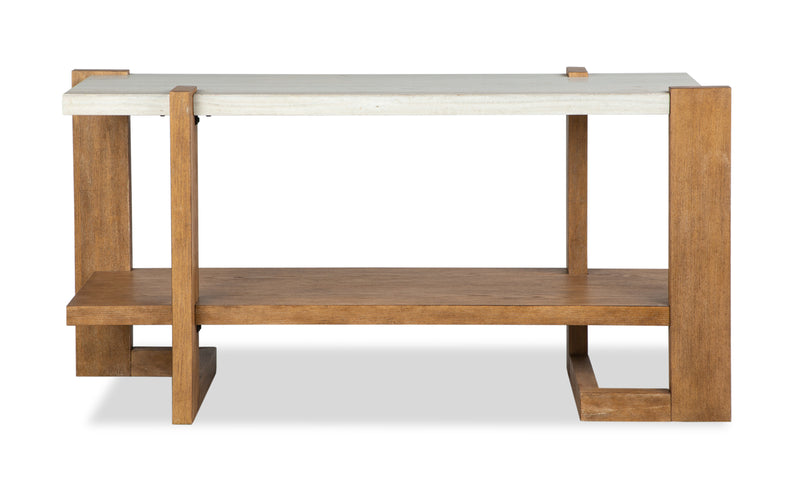 Carlisle 57.5\" Modern Sofa Table with Storage and Faux Granite Top  - Honey Wheat