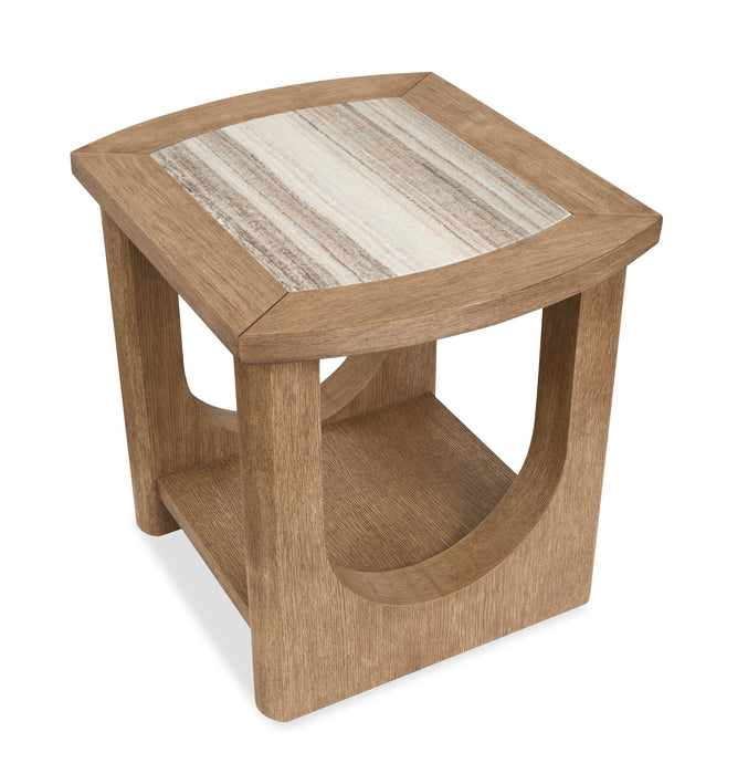 Caroline 22\" End Table  with Storage and Marble Top - Riverbend Beige 