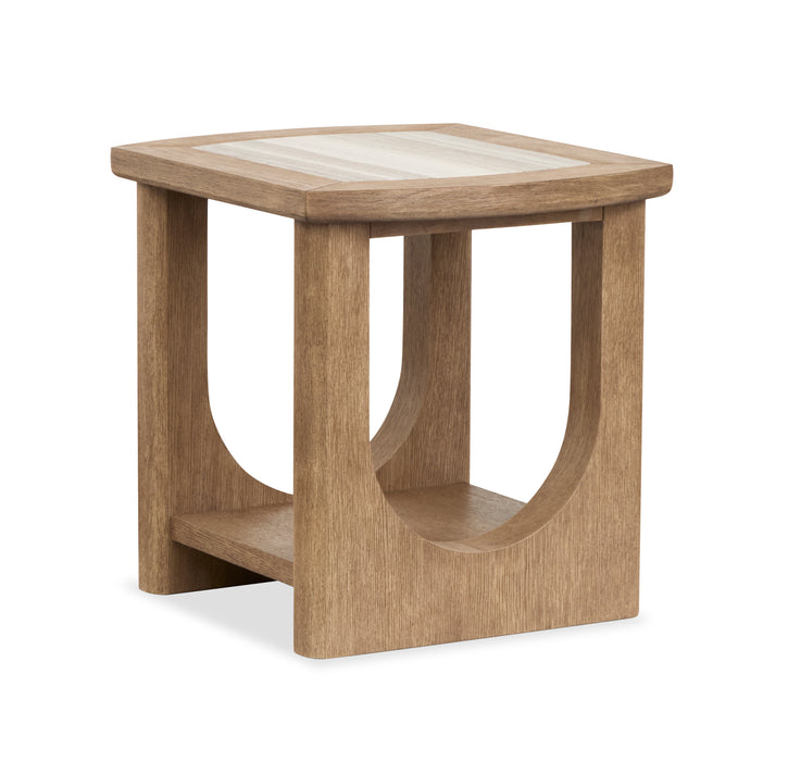 Caroline 22\" End Table  with Storage and Marble Top - Riverbend Beige 