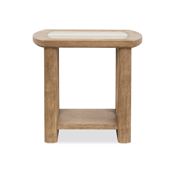 Caroline 22\" End Table  with Storage and Marble Top - Riverbend Beige 