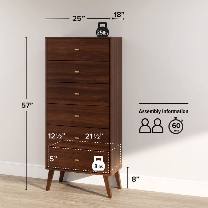 Milo Tall 6-Drawer Chest - Cherry