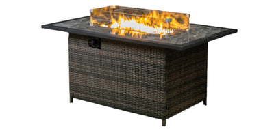 Deko Living Wicker Gas Outdoor Firepit Table |Foyer-table à gaz Deko Living pour l'extérieur avec base en osier