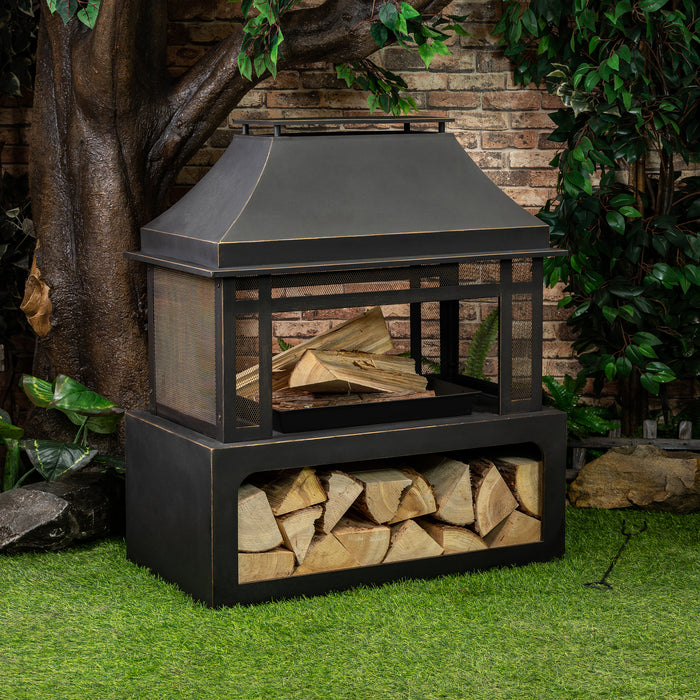 Deko Living 40\" Metal Wood Burner Fireplace